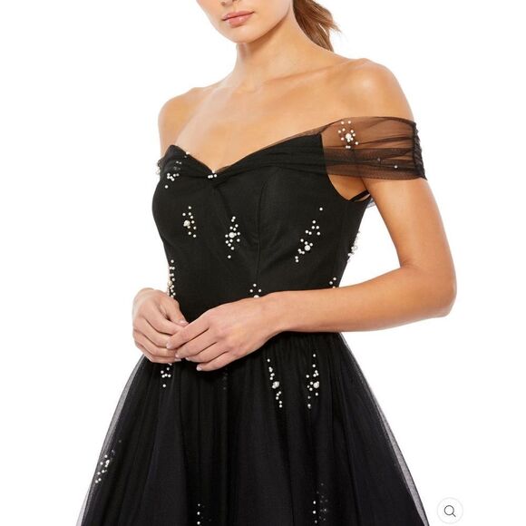 Mac Duggal 26498 Womens OFF THE SHOULDER EMBELLISHED TULLE COCKTAIL DRESS - Picture 5 of 15